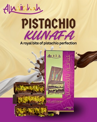 Dubai, Food, AED 18,  Pistachio Kunafa Milk Chocolate | A Gourmet Chocolate Experience