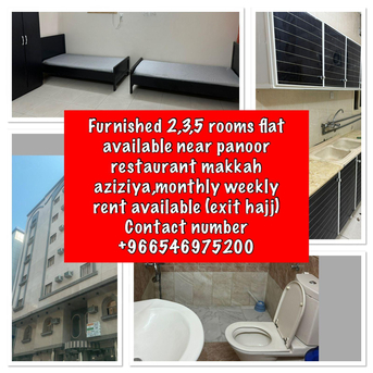 Makkah, Apartments/Houses, SAR 150/day,  2 BR,  Family Furnished Flat Aziziya Makkah Macca