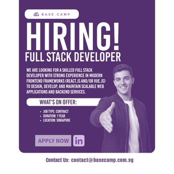 Singapore, Jobs, Hiring Full Stack Developer (ReactJS, Typescript) In Singapore - Base Camp Recruitment