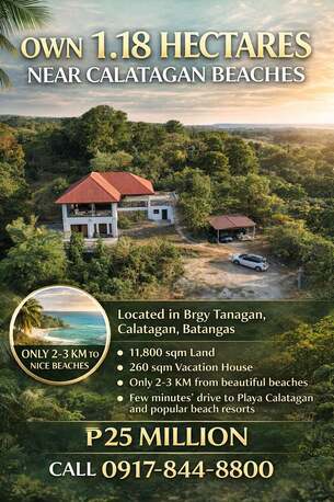 Manila, Real Estate For Sale, PHP 25000000,  Studio,  11800 Sq. Meter,  Calatagan Residential Farm Lot