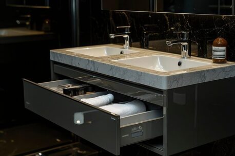 New York, Furniture, Elegant And Practical Double Sink Vanity Design