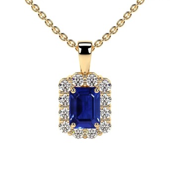 New York, Jewelry, USD 4908,  Buy Natural Blue Sapphire Halo Gemstone Pendant (1.46cttw)
