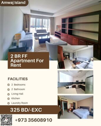 Amwaj Islands, Apartments/Houses, BHD 325/month,  Furnished,  2 BR,  120 Sq. Meter,  Delightful 2 BR FF Apartment Amwaj Island