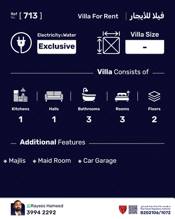 Riffa, Villas, BHD 380,  220 Sq. Meter,  Villa For Rent In Bukuwara Near Lulu