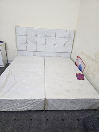 Riyadh, Furniture, SAR 150,  King Size Bed Base (Split) + Tufted Headboard &ndash; Excellent Condition