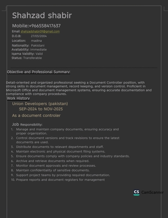Riyadh, Job Seekers, Document Controller Available | NExperienced In Excel & Document Management