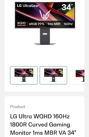 Khobar, Mobile Phones, SAR 1100,  LG Ultra Wqhd 160hz Monitor Curved Gaming Monitor