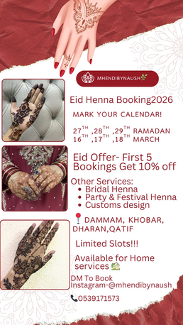 Dammam, Artists, I Am Offering A Henna(mehendi) Services For Eid,wedding,party Event Etc