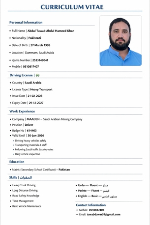 Jubail, Job Seekers, Trela Driver