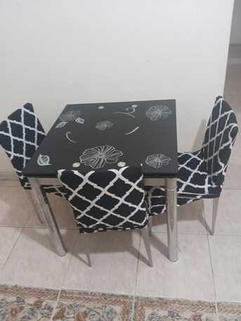 Al Marwah, Furniture, SAR 650,  Seater Swing And Dinning Table With 3 Metal Chairs