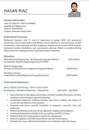 Jubail, Job Seekers, Mechanical Site Engineer/Supervisor