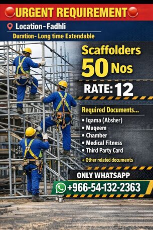 Riyadh, Jobs, Scaffolders Required - Urgent Hiring