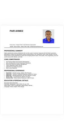 Jeddah, Job Seekers, Head Chef