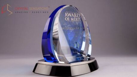 New York, Business, Engraved Custom Crystal Trophy For Corporate Awards