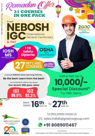 Cochin, Lessons Offered, NEBOSH IGC Training In Kochi | Green World Group