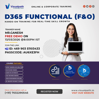 Hyderabad, Education, D365 Finance And Operations Functional Online Demo