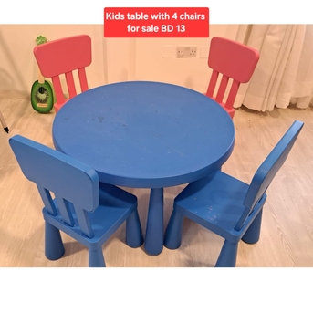 Manama, Furniture, BHD 13,  🌍🌐kids Table And Chair  In Good Condition For Sale With Delivery