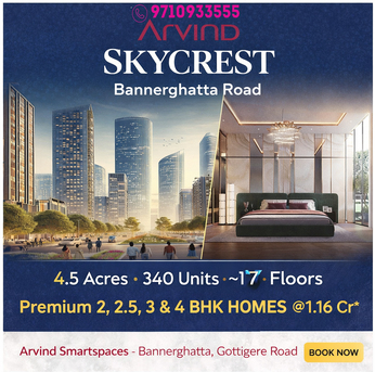 Bangalore, Real Estate For Sale, INR 11600000,  2 BR,  1100 Sq. Feet,  Arvind Skycrest Premium Residences