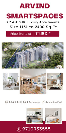 Bangalore, Real Estate For Sale, INR 11600000,  2 BR,  1100 Sq. Feet,  Arvind Skycrest Premium Residences