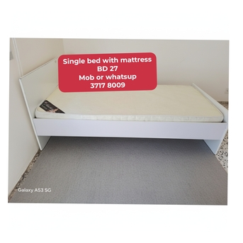 Manama, Furniture, BHD 27,  🌍🌐Single Bed With Mattress In Good Condition For Sale With Delivery