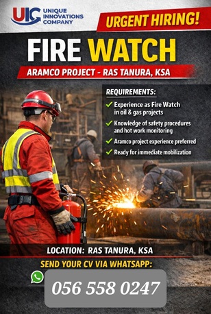 Ras Tanura, Jobs, Fire Watch Required Transfer Able Iqama Aramco Project