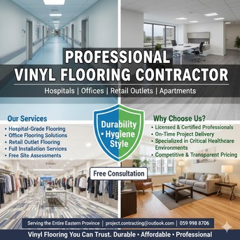 Jubail, Construction, Vinyl & Rubber Flooring✅Vinyl Carpeting✅Wooden Flooring Carpeting✅PVC Plank✅0599988706....