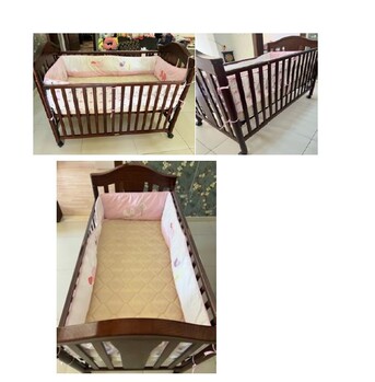 Jubail, Baby & Kid Stuff, SAR 250,  Juniors Baby Wooden Bed With Wheels + Juniors Baby Mattress +Side Cushion With Baby Pillow
