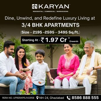 Ghaziabad, Real Estate For Sale, INR 19700000,  3 BR,  2195 Sq. Feet,  Karyan Trevana Residences Ghaziabad &ndash; Price, Floor Plan & Project Details