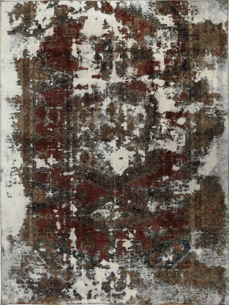 New York, Furniture, USD 1500,  9x11 Vintage Distressed Overdyed Persian Area Rug - 108880