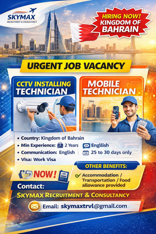 Isa Town, Jobs, CCTV INSTALLER Required Urgently