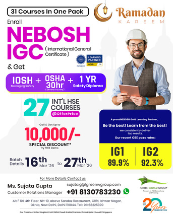New Delhi, Lessons Offered, NEBOSH IGC Course In Delhi | Green World Group