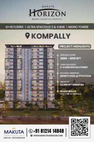 Hyderabad, Real Estate For Sale, INR 7500,  4 BR,  Flats For Sale In Kompally &ndash; Premium 3 & 4 BHK Apartments | Makuta Horizon