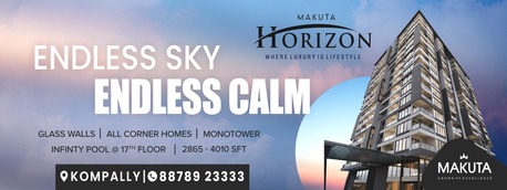 Hyderabad, Real Estate For Sale, INR 7500,  4 BR,  Flats For Sale In Kompally &ndash; Premium 3 & 4 BHK Apartments | Makuta Horizon