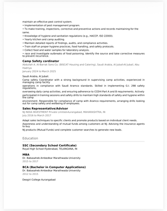 Jubail, Job Seekers, Food Safety Officer