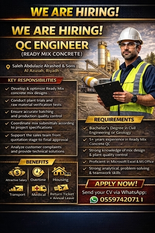 Al Aziziyah, Jobs, RMC QC Engineer