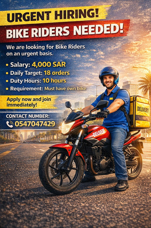 Riyadh, Jobs, Urgent Hiring: Bike Riders Needed!