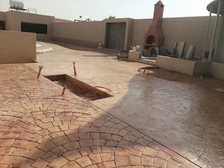Riyadh, Construction, Stamped Concrete Fan Pouring, Budget, Inclination الخرسانة المطبوعة الملونة صبة مر