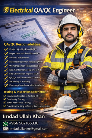 Dammam, Job Seekers, Electrical QA QC Engineer In KSA