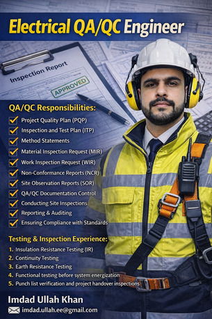 Riyadh, Job Seekers, Experienced Electrical QA/QC Engineer | KSA Projects | Transferable Iqama