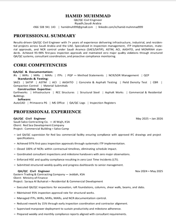 Riyadh, Job Seekers, Civil Engineer/Civil QC Engineer/Civil Site Engineer