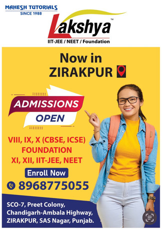 Punjab, Lessons Offered, Best NEET & JEE Coaching Institutes In Zirakpur For Science Students