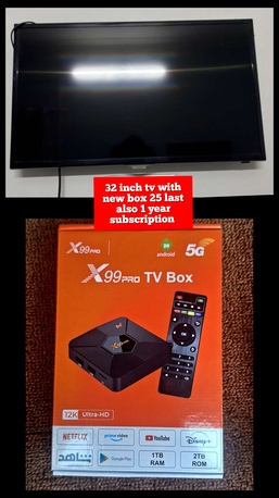 Manama, Appliances, BHD 25,  32 Ich Led With Brand New Android Tv Box With One Year Subscription 25 All Msg 3670 8372
