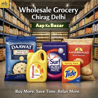 New Delhi, Household, For Wholesale Grocery In Chirag Delhi, Choose Bulk Packs Of Daawat Rice, Fortune Oil, Surf