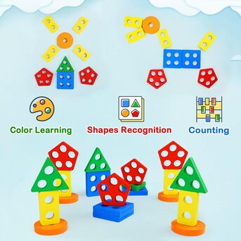 Riyadh, Toys & Games, SAR 10,  Montessori Toys For 1 To 3-Year-Old Boys Girls Toddlers, Wooden Sorting & Stacking Toys