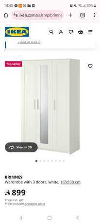 Jeddah, Household Items, SAR 490,  3 Door Wardrobe For Kids - Ikea Brimnes