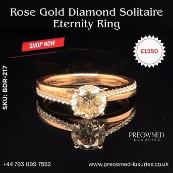 London, Jewelry, GBP 1550,  Buy Elegant Rose Gold Solitaire Diamond Ring UK