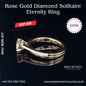 London, Jewelry, GBP 1550,  Buy Elegant Rose Gold Solitaire Diamond Ring UK