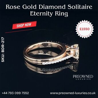 London, Jewelry, GBP 1550,  Buy Elegant Rose Gold Solitaire Diamond Ring UK