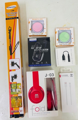 Gudaibiya, Furniture, BHD 5,  Mobile Phone Accessories Total 7item  All Brand New -Bluetooth Headphones -Selfie Stick -F