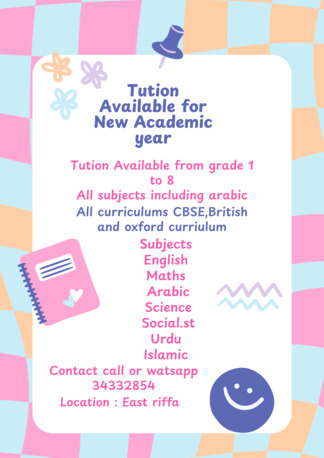East Riffa, Lessons Offered, Tution Available